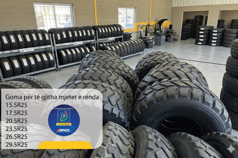 Goma per te gjitha mjetet e renda, Goma 15.5R25, Goma 17.5R25, Goma 20.5R25, Goma 23.5R25, Goma 26.5R25, Goma 29.5R25, Goma per mjete te renda 15.5R25, Goma per fadroma, Goma per miniera, Goma per industri, Goma per mjete pune